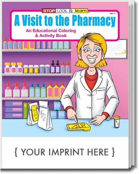 CS0410 A Visit To The Pharmacy Coloring and Activity Book with Custom Imprint